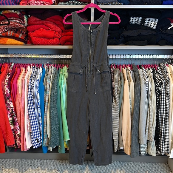 Free People dark gray cropped jumpsuit size 0 - Picture 1 of 3